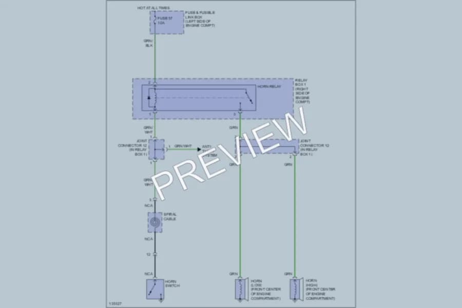 2000 Infiniti I30 Horn wiring diagram preview