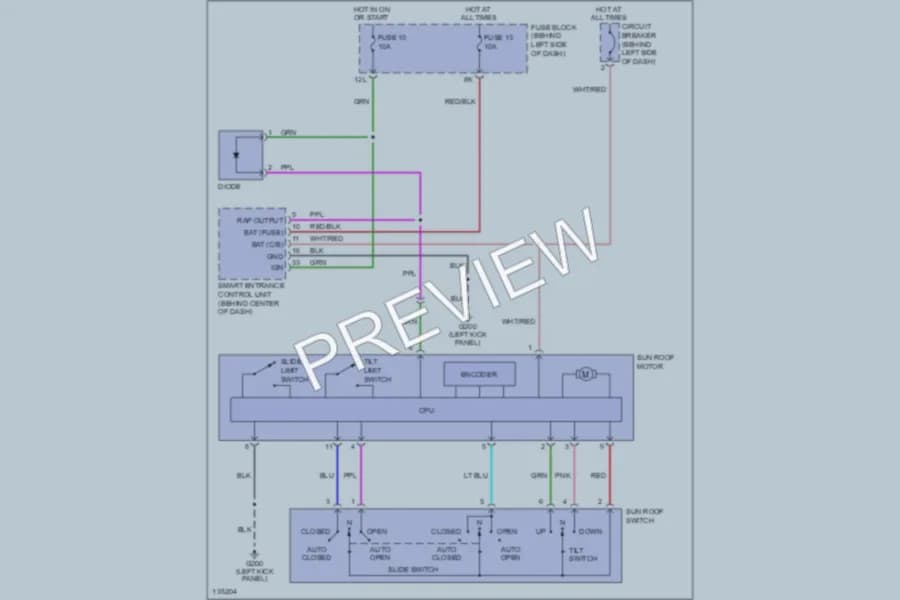 2000 Infiniti I30t Power Top Sunroof wiring diagram preview