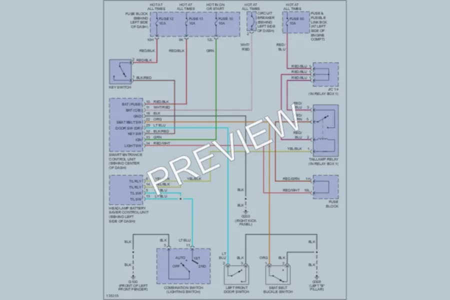 2000 Infiniti I30t Warning Systems wiring diagram preview