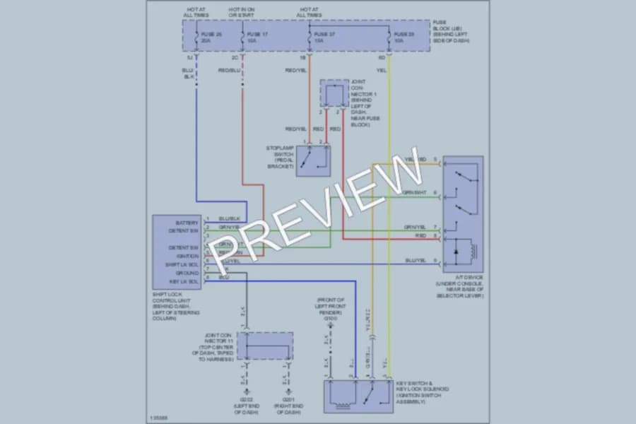 2000 Infiniti Q45t Shift Interlocks wiring diagram preview