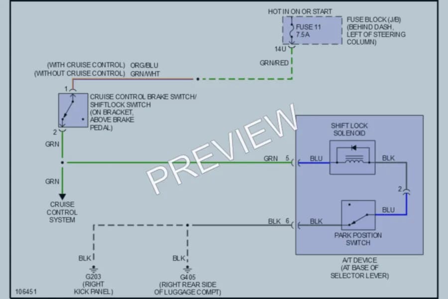 2000 Infiniti QX4 Shift Interlocks wiring diagram preview