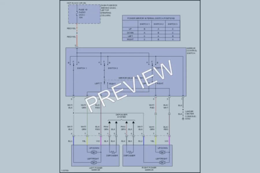 2000 Isuzu Amigo Power Mirrors wiring diagram preview