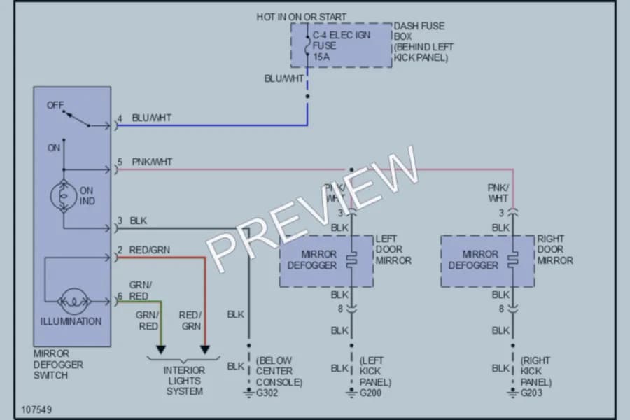 2000 Isuzu Trooper Defoggers wiring diagram preview