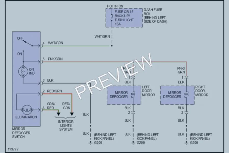 2000 Isuzu VehiCROSS Defoggers wiring diagram preview