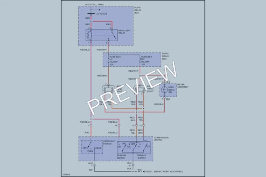 2000 Isuzu VehiCROSS Headlights wiring diagram preview