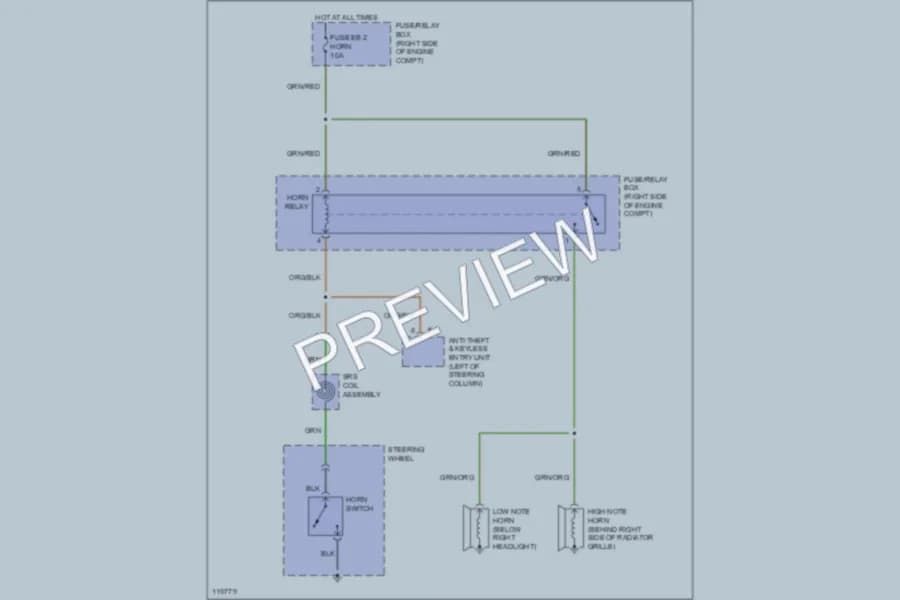 2000 Isuzu VehiCROSS Horn wiring diagram preview