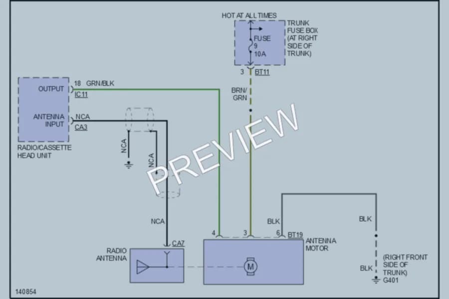 2000 Jaguar VandenPlasSC Power Antenna wiring diagram preview