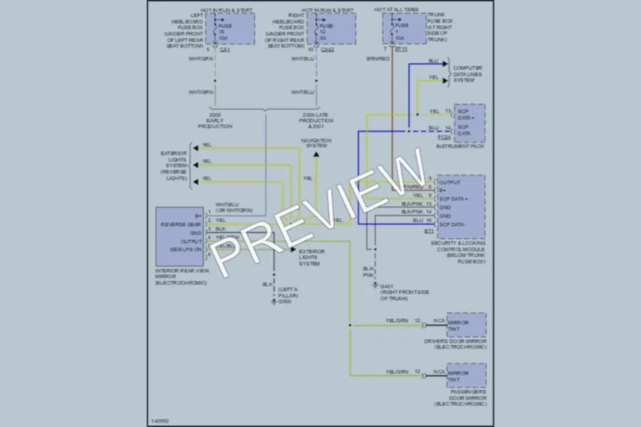 2000 Jaguar XJ8L Power Mirrors wiring diagram preview