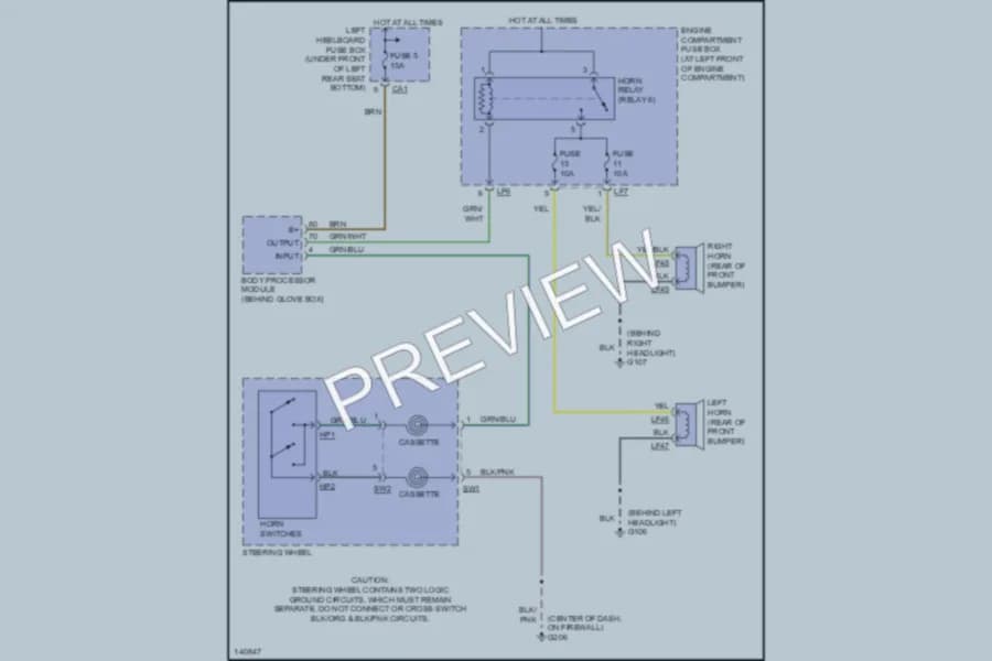 2000 Jaguar XJR Horn wiring diagram preview