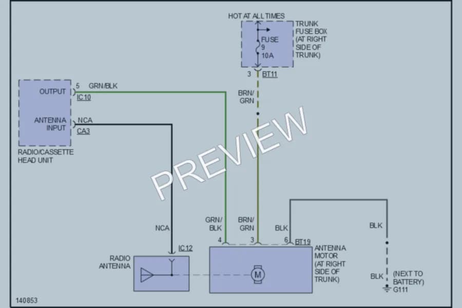 2000 Jaguar XK8 Power Antenna wiring diagram preview