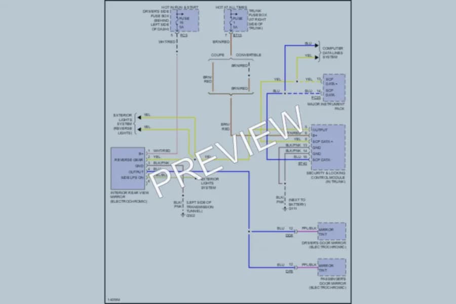 2000 Jaguar XK8 Power Mirrors wiring diagram preview