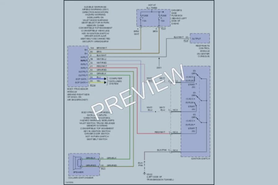 2000 Jaguar XK8 Warning Systems wiring diagram preview