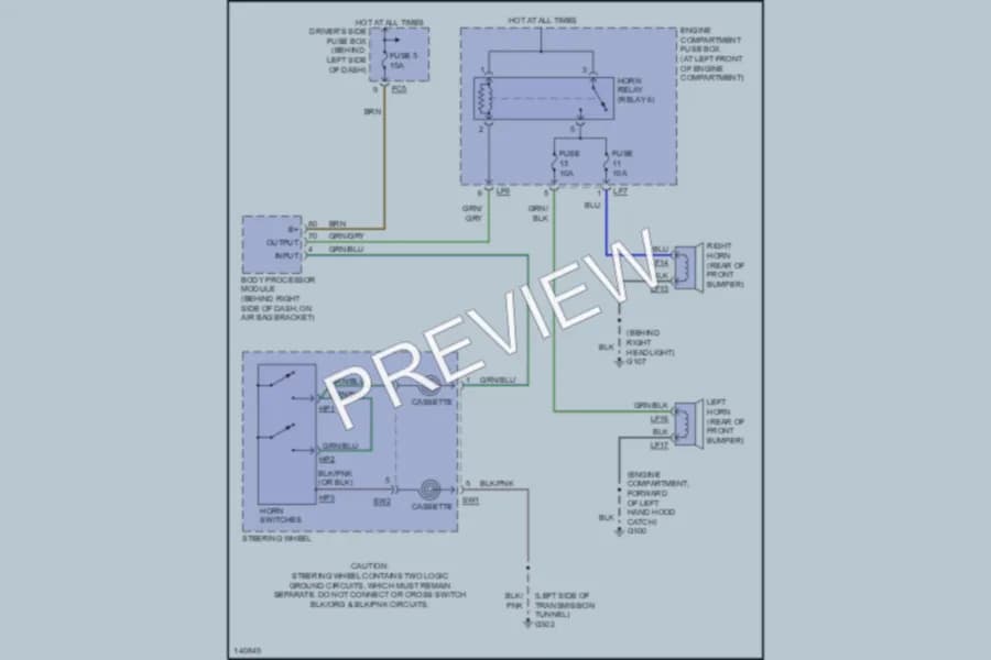 2000 Jaguar XKR Horn wiring diagram preview