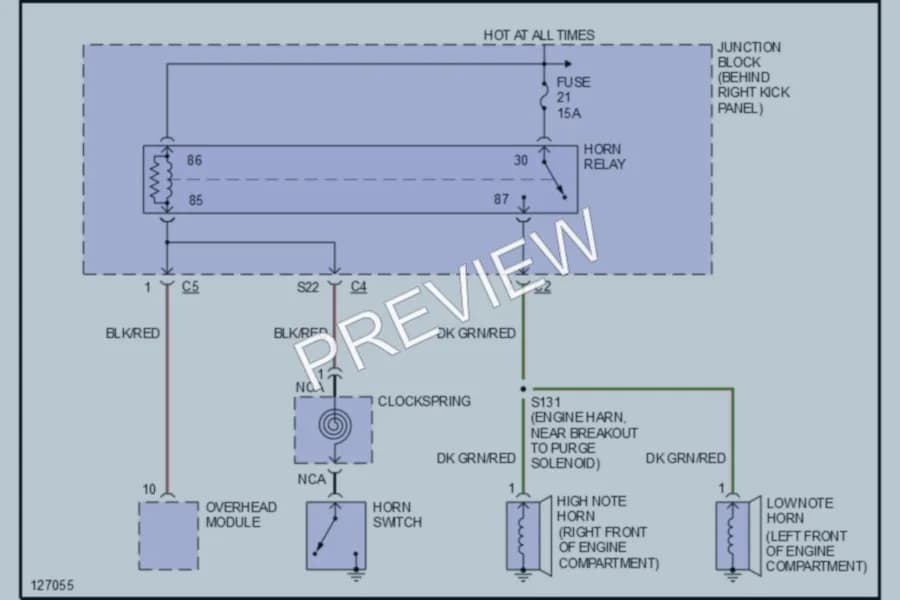 2000 Jeep Cherokee Horn wiring diagram preview