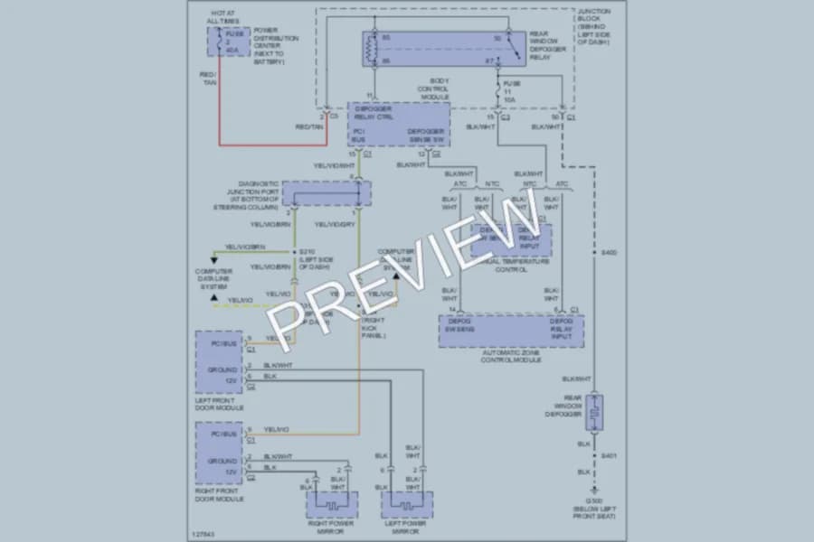 2000 Jeep GrandCherokee Defoggers wiring diagram preview