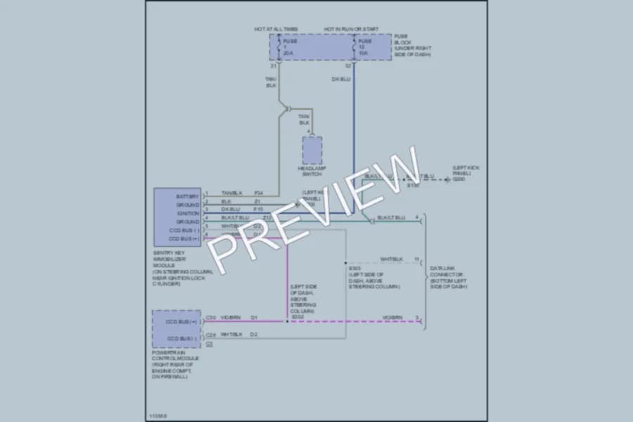 2000 Jeep Wrangler Anti Theft wiring diagram preview