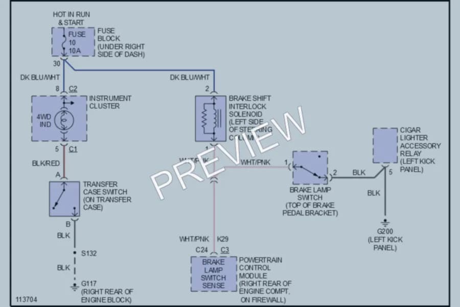 2000 Jeep Wrangler Shift Interlocks wiring diagram preview