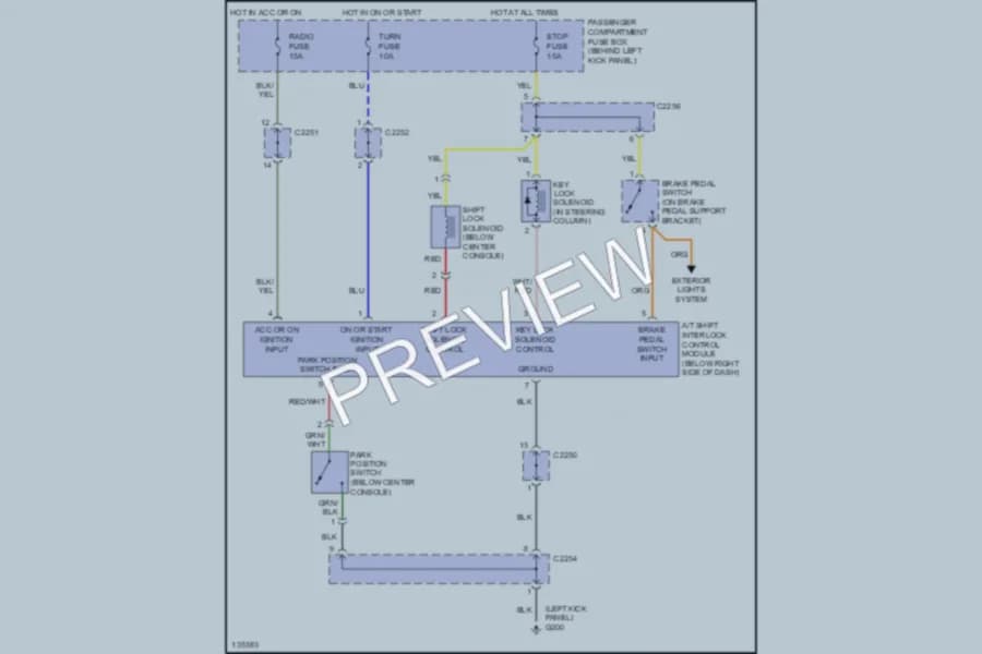 2000 Kia Sportage Shift Interlocks wiring diagram preview