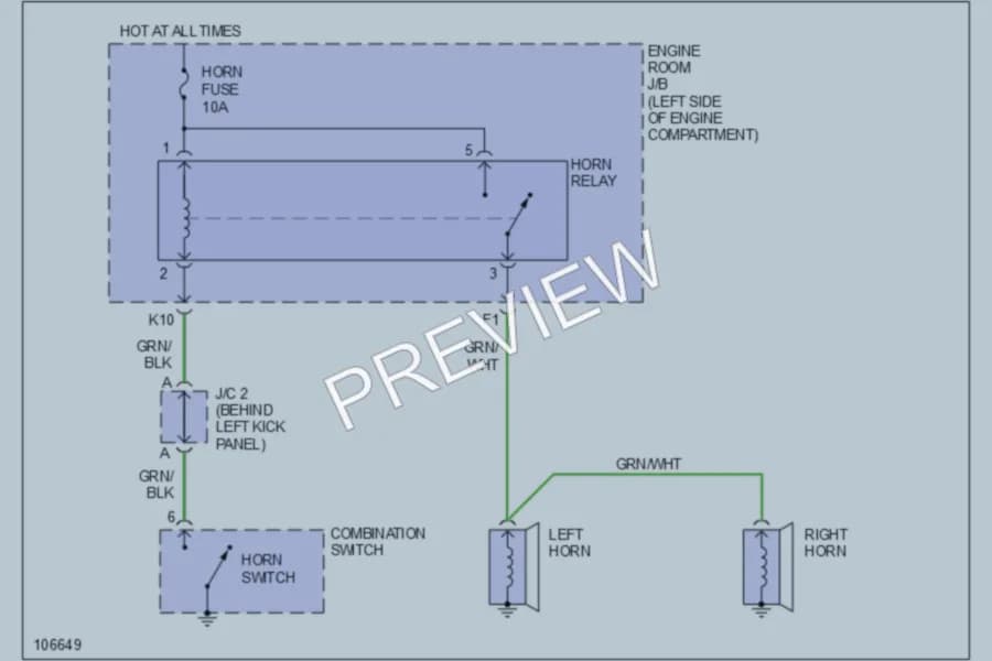 2000 Lexus ES300 Horn wiring diagram preview