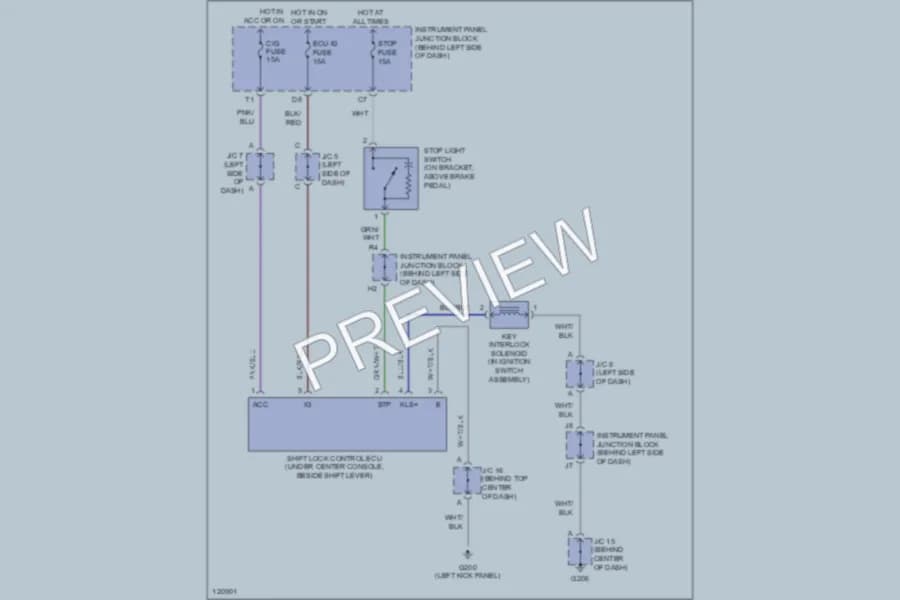 2000 Lexus ES300 Shift Interlocks wiring diagram preview