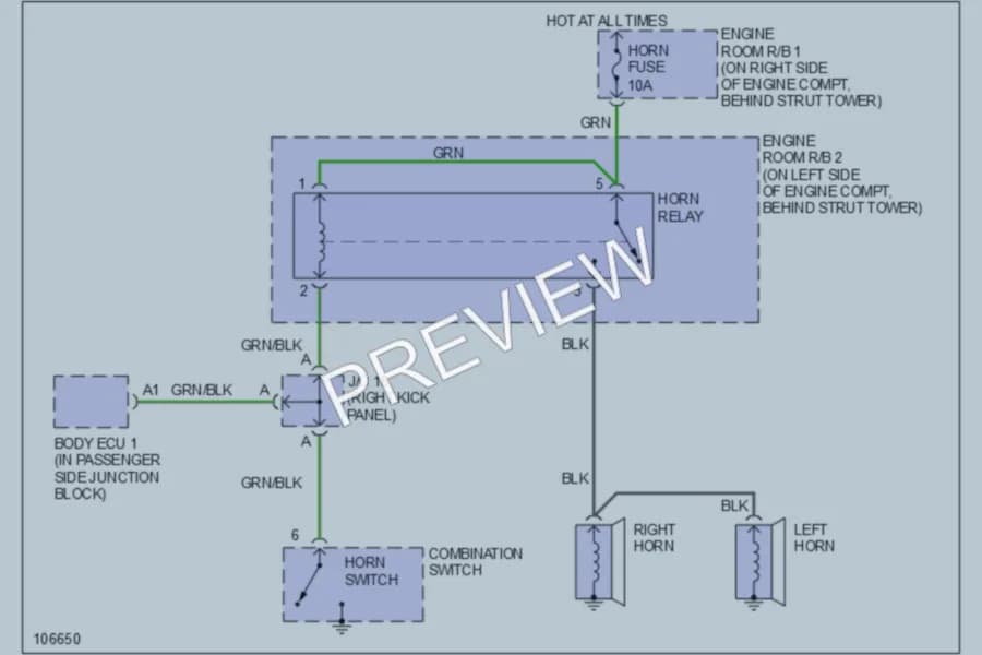 2000 Lexus GS400 Horn wiring diagram preview