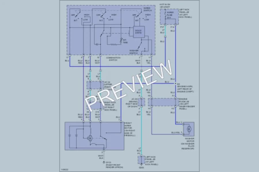 2000 Lexus LX470 Wiper Washer wiring diagram preview