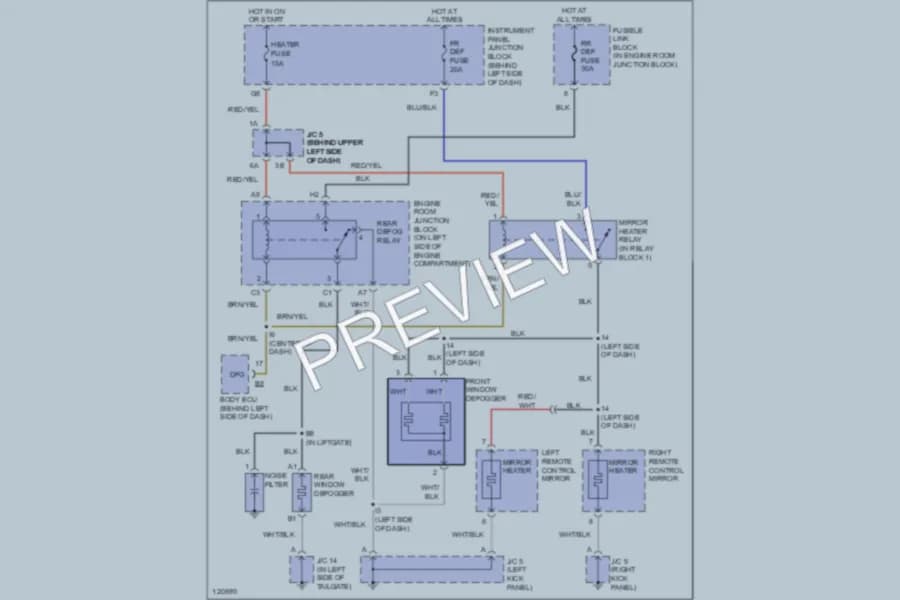 2000 Lexus RX300 Defoggers wiring diagram preview