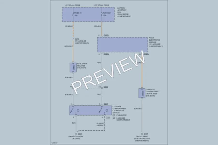 2000 Lincoln LS Trunk Tailgate Fuel Door wiring diagram preview