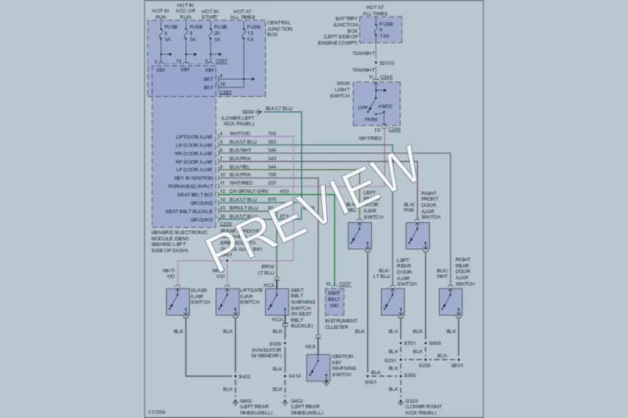 2000 Lincoln Navigator Warning Systems wiring diagram preview