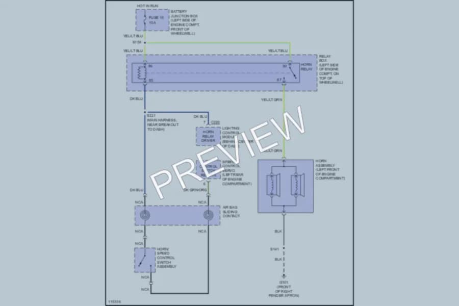 2000 Lincoln TownCar Horn wiring diagram preview