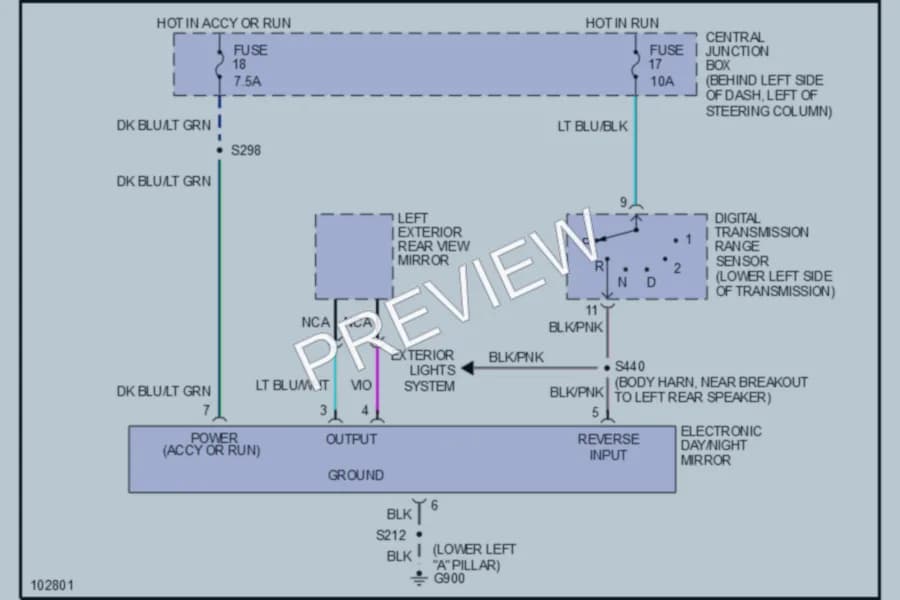 2000 Lincoln TownCar Power Mirrors wiring diagram preview