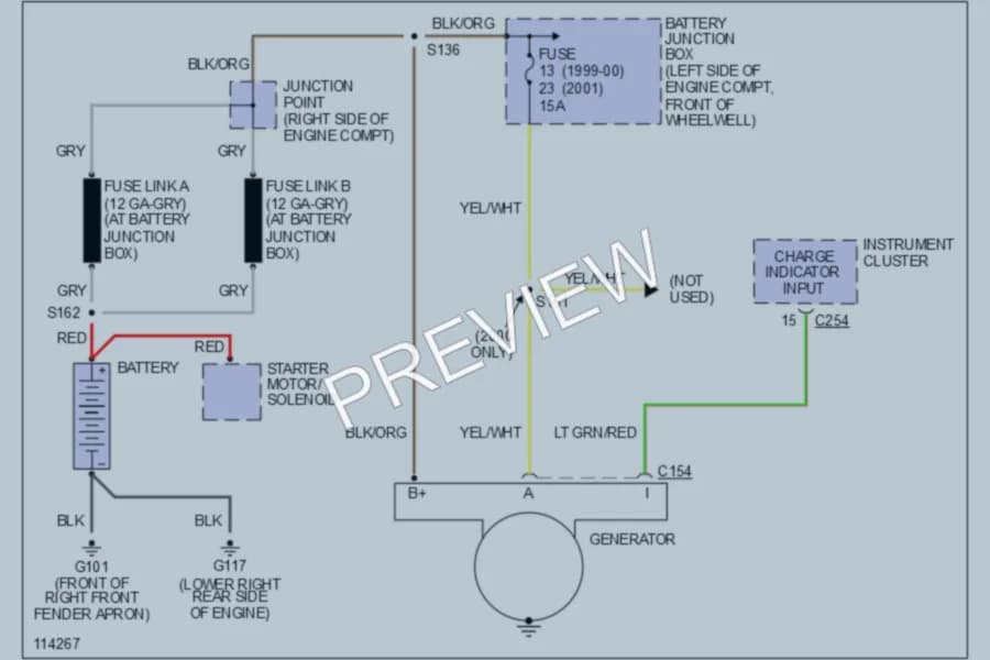 2000 Lincoln TownCar Starting Charging wiring diagram preview