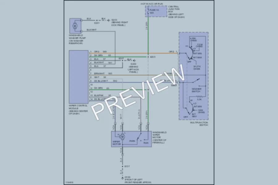 2000 Lincoln TownCar Wiper Washer wiring diagram preview