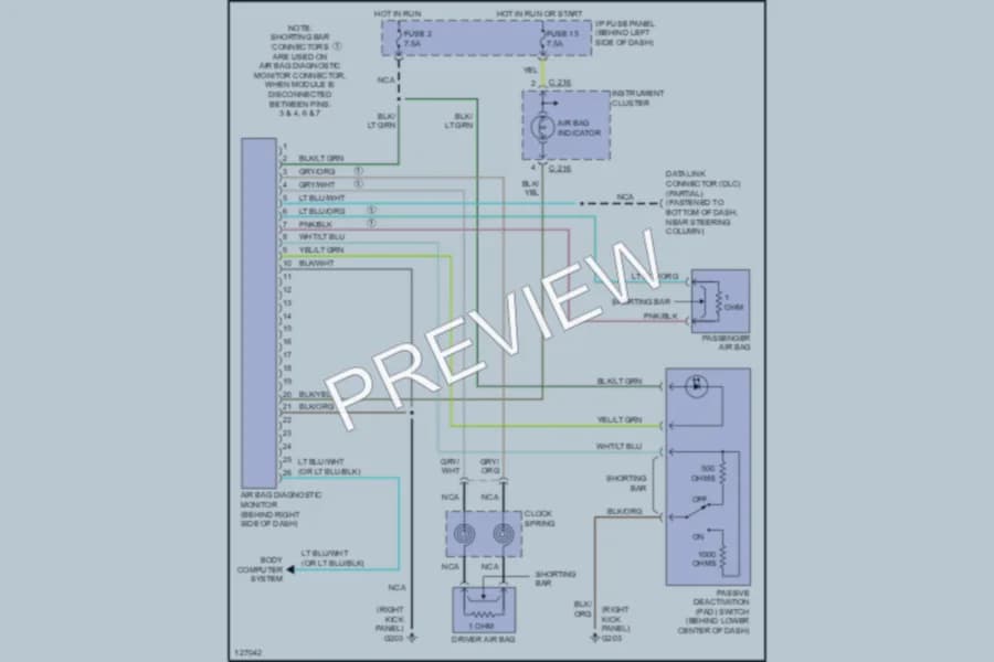 2000 Mazda B2500 Supplemental Restraints wiring diagram preview