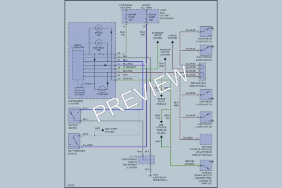2000 Mazda MPV Warning Systems wiring diagram preview