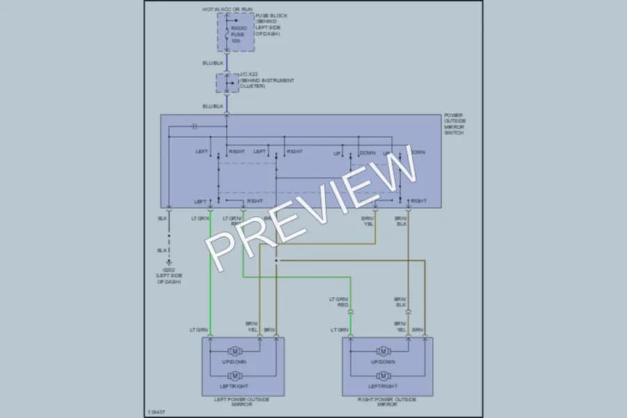 2000 Mazda Miata Power Mirrors wiring diagram preview