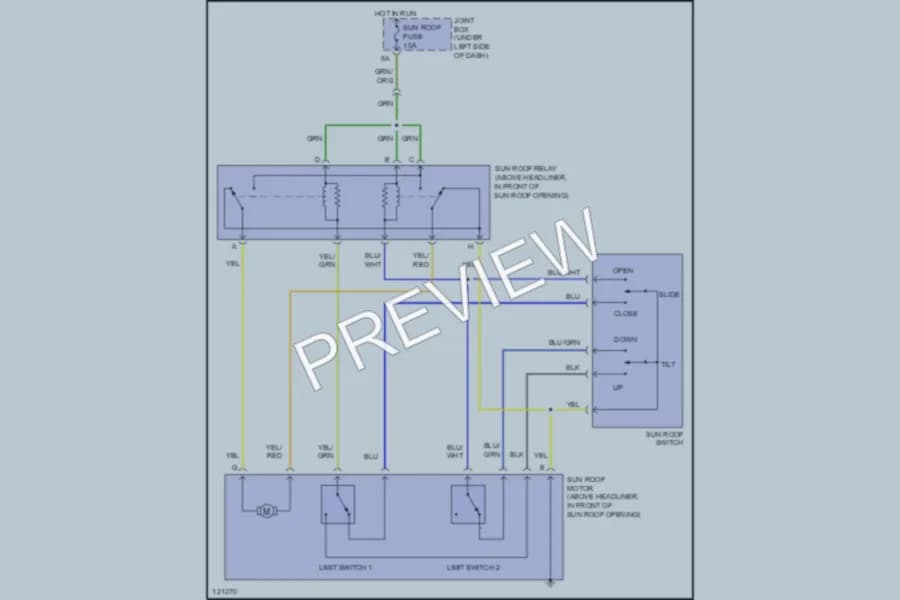 2000 Mazda Millenia Power Top Sunroof wiring diagram preview