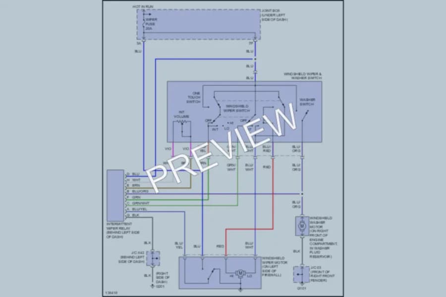 2000 Mazda Millenia Wiper Washer wiring diagram preview