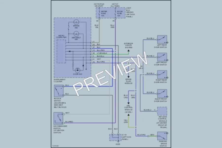 2000 Mazda Protege Warning Systems wiring diagram preview