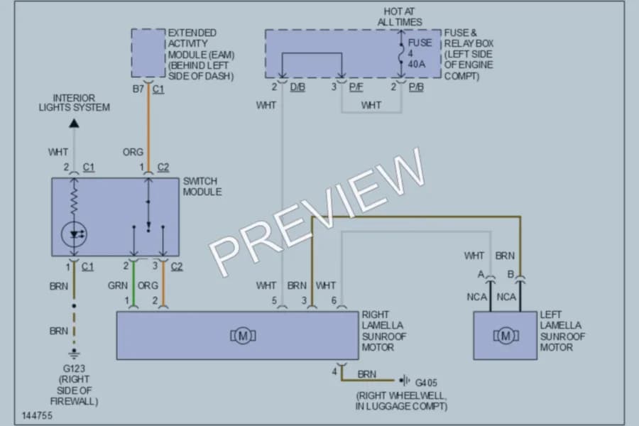 2000 MercedesBenz ML430 Power Top Sunroof wiring diagram preview