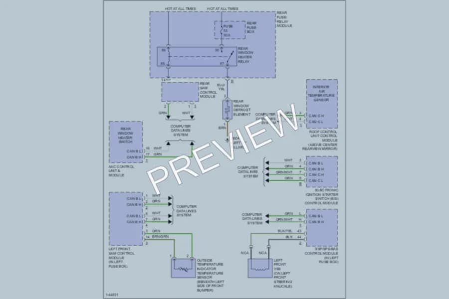 2000 MercedesBenz S500 Defoggers wiring diagram preview