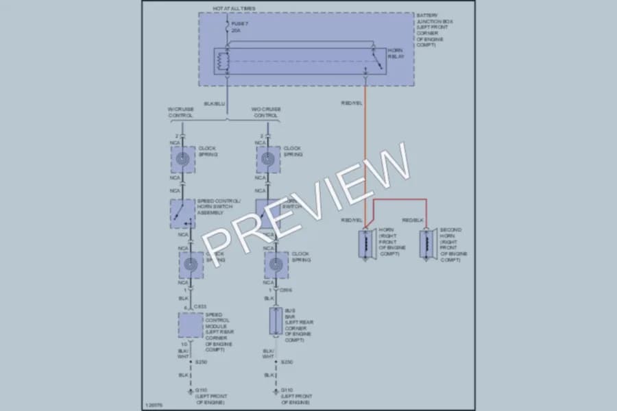 2000 Mercury Cougar Horn wiring diagram preview