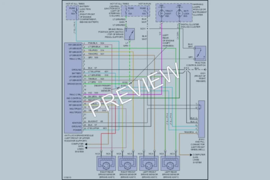 2000 Mercury GrandMarquis Anti Lock Brakes wiring diagram preview