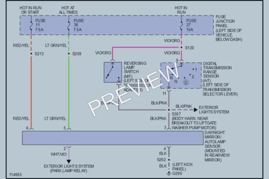 2000 Mercury Mountaineer Power Mirrors wiring diagram preview