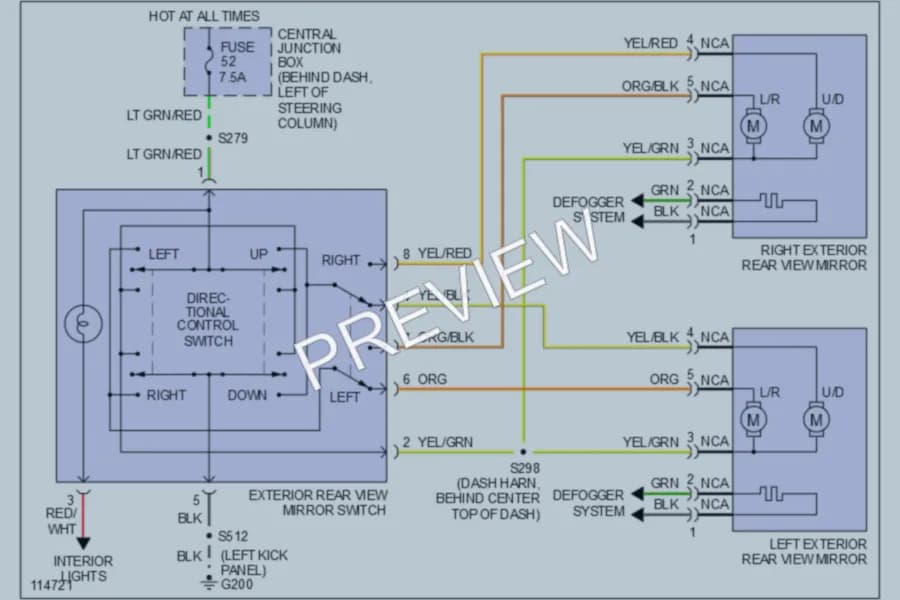 2000 Mercury Villager Power Mirrors wiring diagram preview