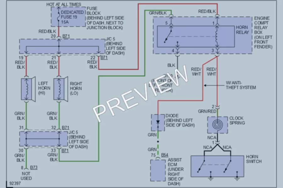 2000 Mitsubishi Diamante Horn wiring diagram preview