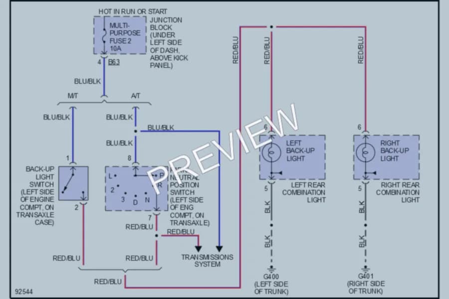 2000 Mitsubishi Mirage Exterior Lights wiring diagram preview