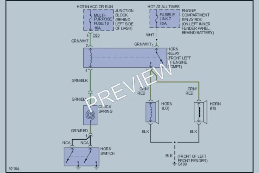 2000 Mitsubishi Montero Horn wiring diagram preview