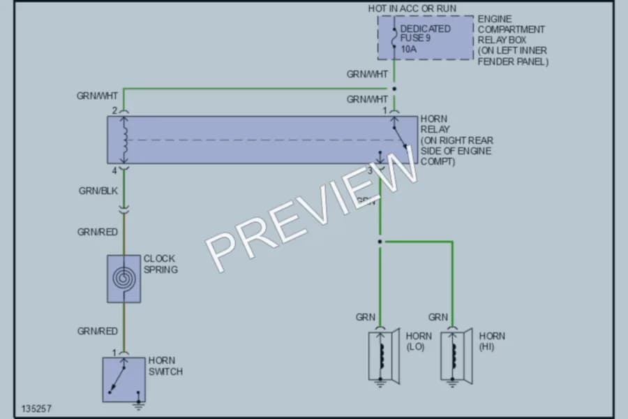 2000 Mitsubishi MonteroSport Horn wiring diagram preview