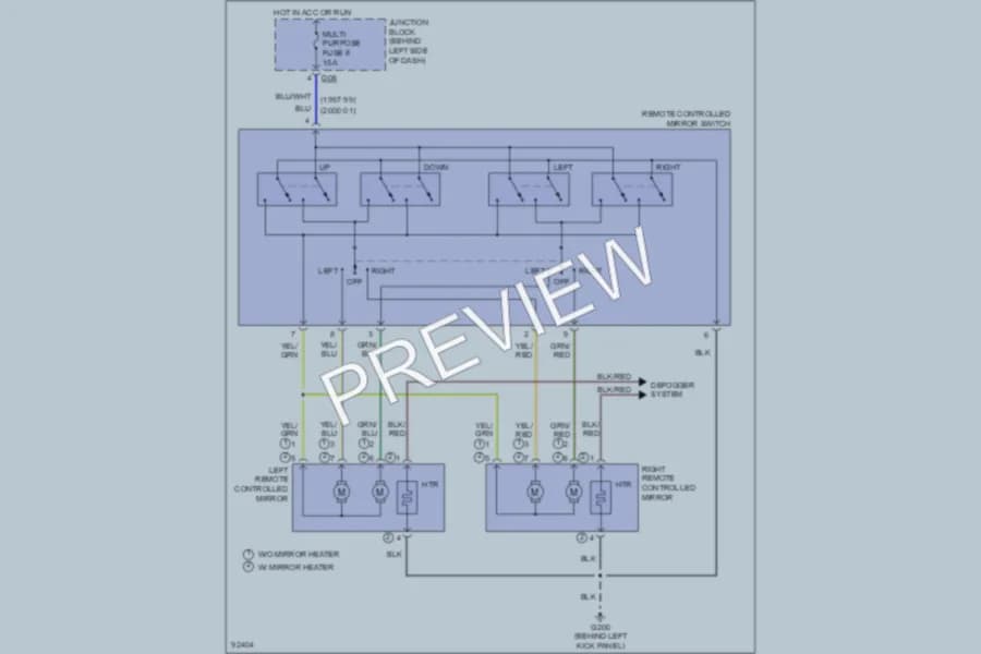 2000 Mitsubishi MonteroSport Power Mirrors wiring diagram preview